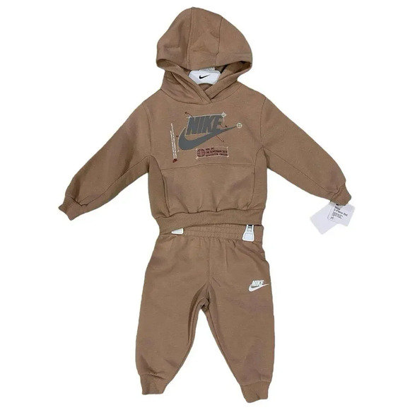 Nike Boys 2pc Set Sweatshirt & Sweatpants Hemp Logo Pullover & Jogger Toddler 2T - Picture 1 of 6
